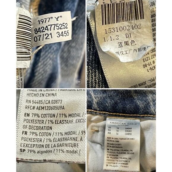 American Eagle mom straight jean womens sz 14S hi waist light wash stretch denim - Picture 11 of 11